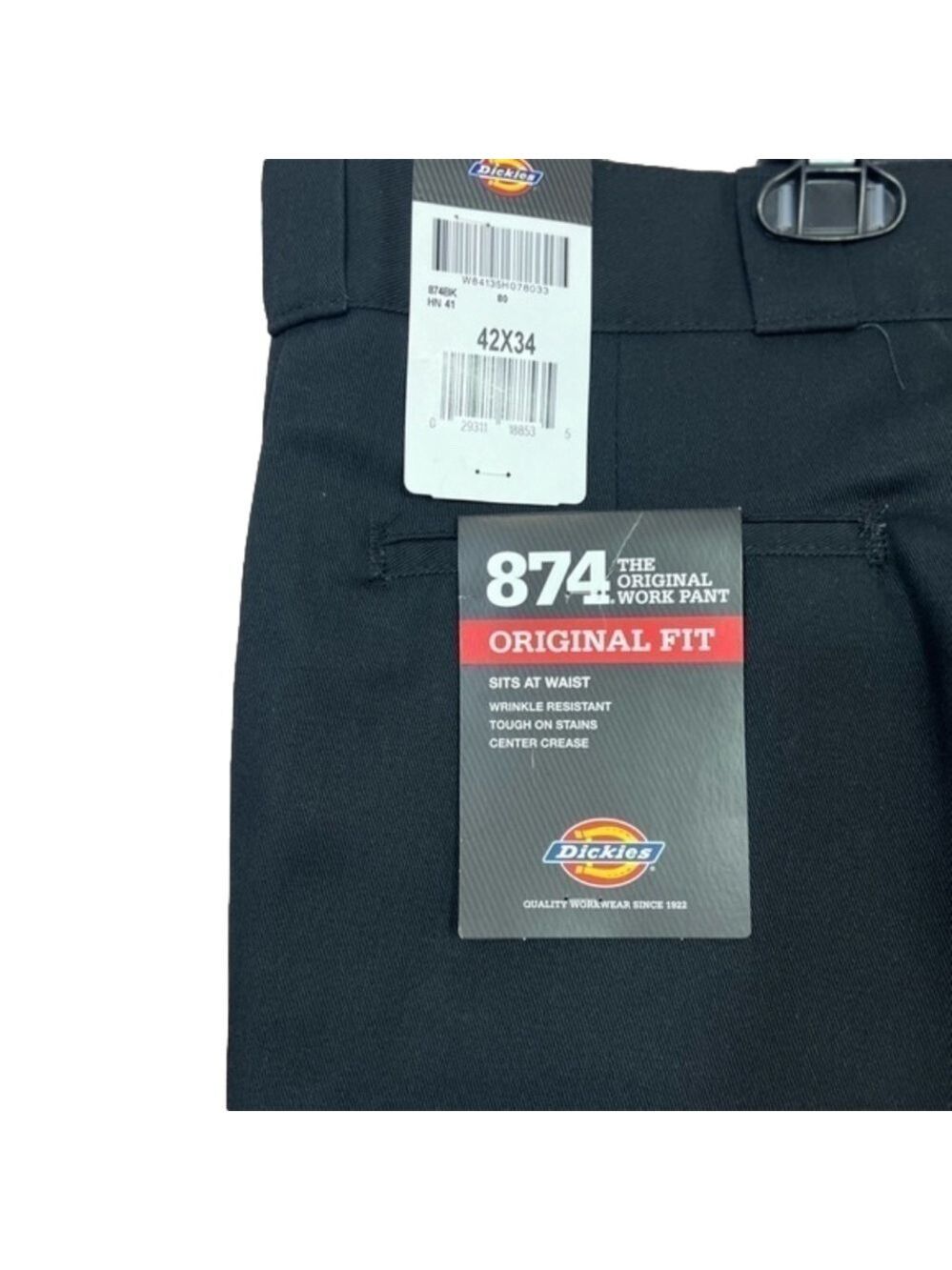 Dickies Mens Original Fit 874 Work Pants Size 42x34 Black NWT - Picture 7 of 9